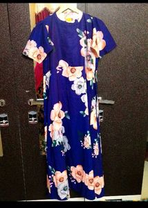 Floral Print Blue Midi Dress