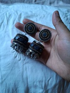Ethnic Black Jhumka Earrings