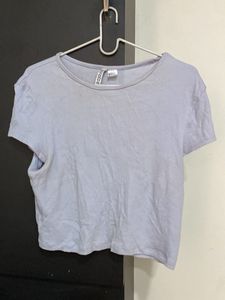 H&M Lavender Ribbed Crop Top