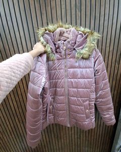 Stylish Pink Puffer Jacket with Fur Hood