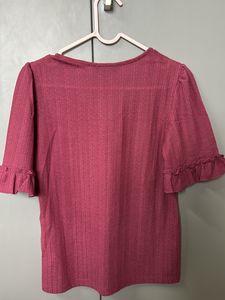 Rose Pink Top with frill Sleeves