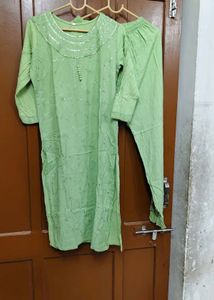 Light Green Kurta Set with Embellishments