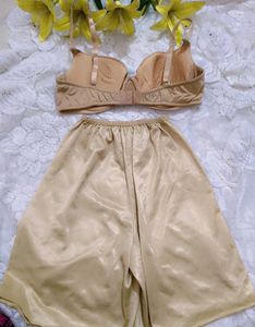 Comfortable skin colour bra with shorts