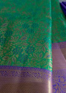 Elegant Green &amp; Purple Pattu Saree