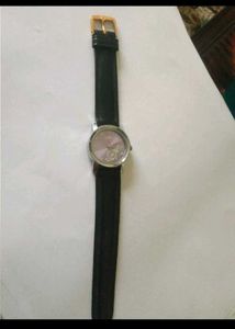 Classic Black Leather Strap Watch