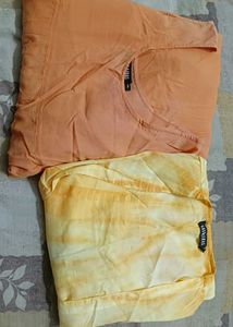 Peach & Yellow Kurta With Shrug