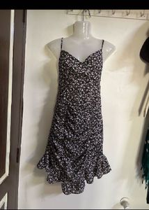 Floral Ruched Mini Dress with Ruffle Hem