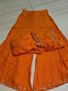 Women's Orange One Shoulder Kurti Palazzo Set | Tr