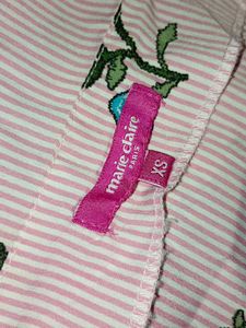 Pink Floral Striped Puff Sleeve Top