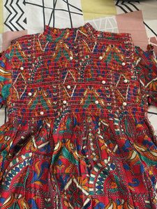 Boho Print short Kurti/top with Pearls