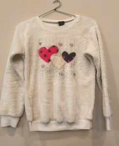 Cute Heart Applique Fleece Pullover night wear