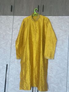 Yellow Silk Kurta - 40