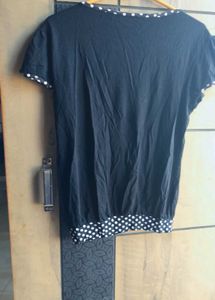 Black Polka Dot Trim Top