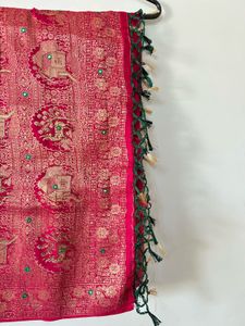 Elegant Pink Banarasi Silk Saree with Blouse Piece