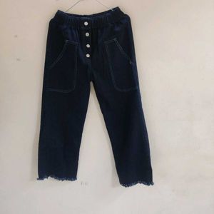 Dark Wash Denim Cropped Pants