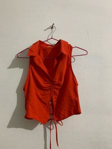 Chic Ruched Front Sleeveless Top