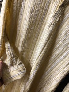 Pastel Yellow Embroidered Kurta For Men