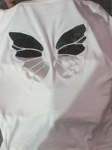 White Butterfly Cutout Tee