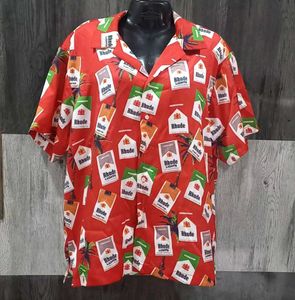 Unique Cigarette Pack Print Button-Up Shirt