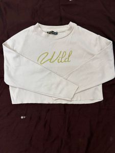 Cream "Wild" Cropped Sweatshirt