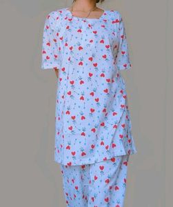 Cute Heart Print Pajama Set