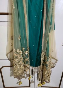 Golden Sheen And Mirror Dupatta