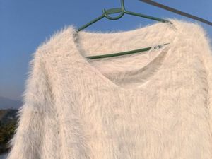 Fluffy White Crop Top