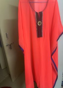 Vibrant Orange Kaftan Abaya