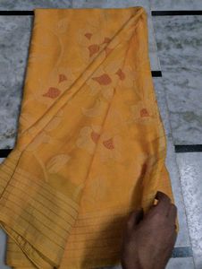 Vibrant Yellow Floral Saree