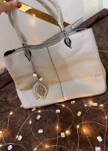 Chic White Leather Tote Bag