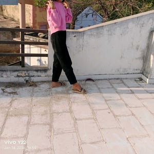 Pink Sweater & Black Pants Outfit