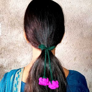 Handmade Hair Tie with Floral Charms