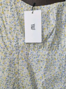 Yellow Floral Tiered Cotton Dress.