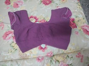 Purple Embroidered Saree with Blouse