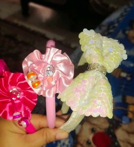 hair accessories and a bracelet