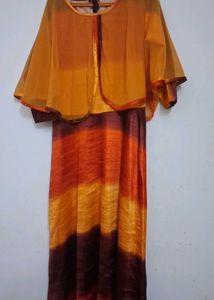 Elegant Ombre Ethnic Gown with Cape
