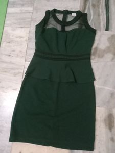 Chic Mesh Neckline Peplum Dress