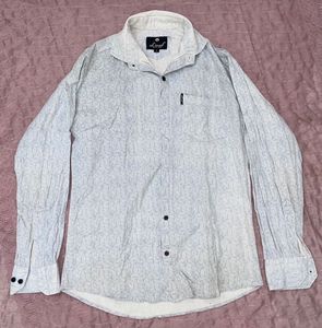 Men's Light Blue Printed Long Sleeve Shirt