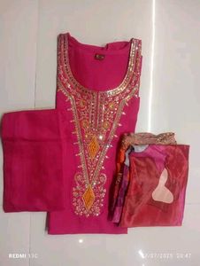 "Vibrant Pink Embroidery"