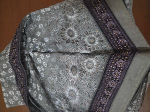 Elegant Grey Embroidered Saree