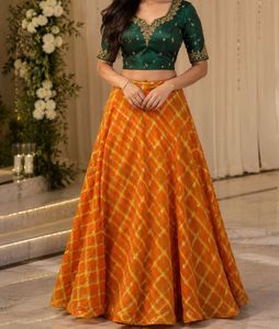 Orange & Yellow Striped Ethnic Skirt