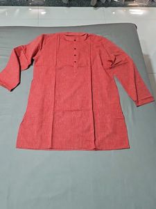 Red Textured Kurta