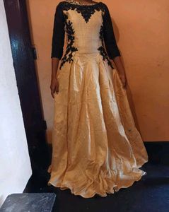 Beige & Black Gown
