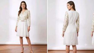Elegant White & Gold Wrap Dress