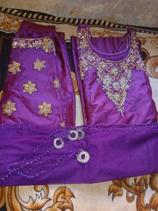 Purple Embroidered Salwar Kameez Set