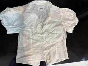 White Cropped Zip-Up Shirt