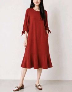 Midi Dress with Bow Sleeves ( Imported)