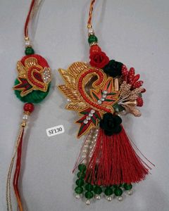 Handmade Rakhi Set with Pearls & Tassels