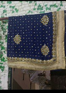 Exquisite Embellished Navy Blue Saree