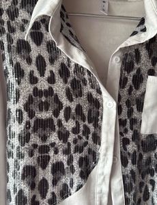 Chic Leopard Print Sequin Shirt
